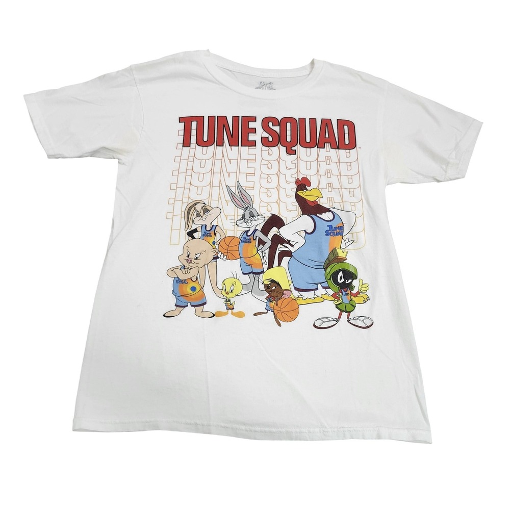 Space Jam Tune Squad Shirt Kids 14-16 White Looney Tunes Basketball Graphic Tee